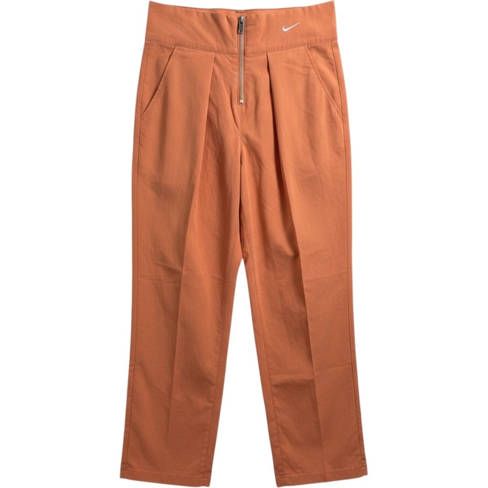 Nike Pleated Womens Loose Fit Mid Rise Woven Pants Monarch Orange Small NEW